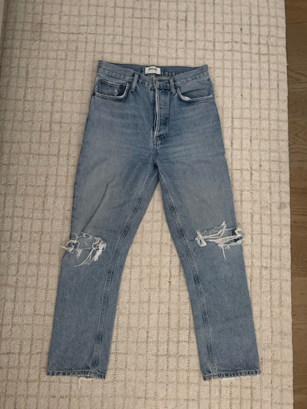 Agolde Light Blue High-Rise Distressed Jeans